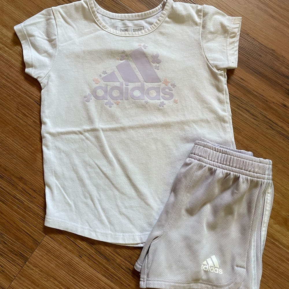 Adidas Cream and Purple Kids Set